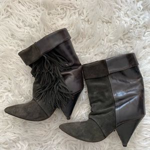 Isabel marant fringe booties, suede and leather.